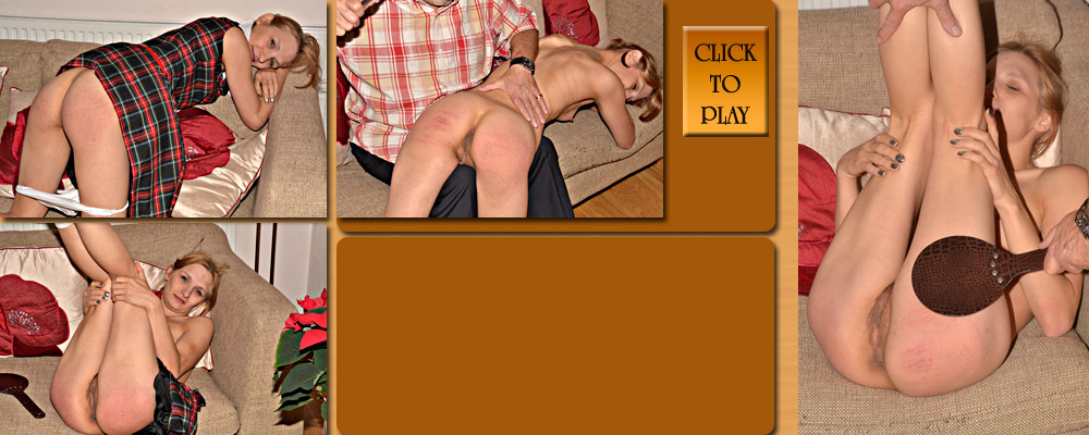 A new model paddled on the bare bottom at Spanking Sarah